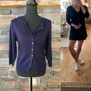 Cyrus Navy Preppy Cardigan Gold Button 3/4 Sleeve School Girl